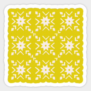 Geometric Star Quilt Pattern in Citron Sticker